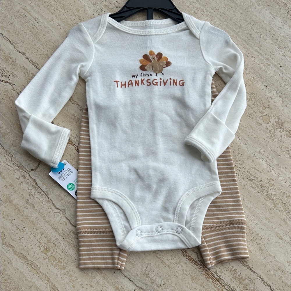 NEW 🆕 My First Thanksgiving Baby Bodysuit and Pants Set size 0-3 months
